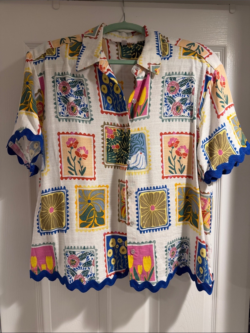 Jane And Delancet Vintage-Inspired Floral Stamp Print Button-Up Top - Multicolor